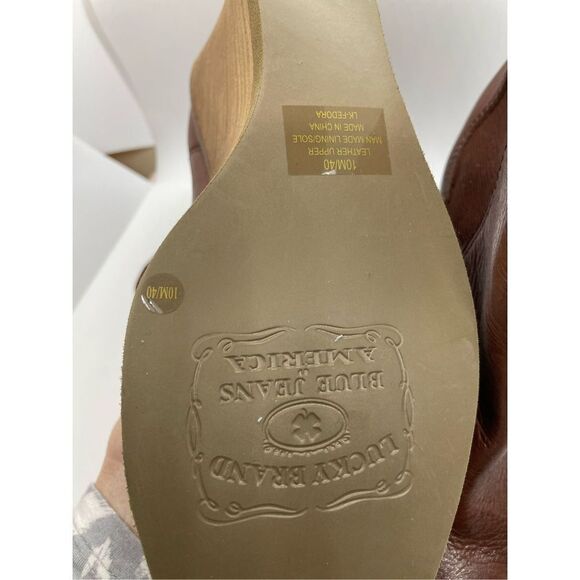 Lucky Brand Women's Fedora Cognac Brown Chelsea Stacked Heel Wedge Boots Size 10 - Picture 10 of 10